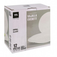 Vajilla 12 Piezas Redonda Blanco Opal Everett para 4 Comensales