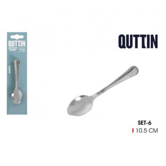 Pack de 6 Cucharas de Café Quttin Serie Sofía de Acero Inoxidable 10.5 cm
