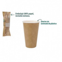 Set de 10 Vasos de Cartón Kraft Algon 330 ml