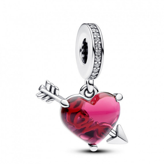 PANDORA Charm Colgante de Cristal de Murano Corazón Rojo y Flecha 793085C01