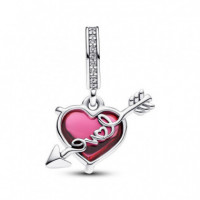 PANDORA Charm Colgante de Cristal de Murano Corazón Rojo y Flecha 793085C01