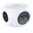 Base Múltiple NANOCABLE de 3 Tomas y 4 Puertos USB