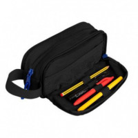 Estuche OXFORD de 3 Cremalleras con Asa Lateral, Negro Reciclado