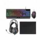Pack Gaming MARS GAMING MCP118 4 en 1: Teclado H-mech, Ratón Rgb, Auriculares y Alfombrilla