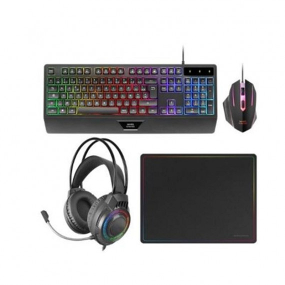 Pack Gaming MARS GAMING MCP118 4 en 1: Teclado H-mech, Ratón Rgb, Auriculares y Alfombrilla