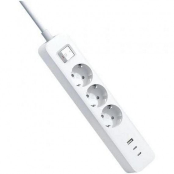 Regleta XIAOMI Power Strip 20W (2C1A) con Interruptor, 3 Tomas Schuko y 3 Puertos USB XMCXB01EU Blanco
