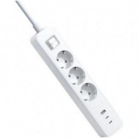 Regleta XIAOMI Power Strip 20W (2C1A) con Interruptor, 3 Tomas Schuko y 3 Puertos USB XMCXB01EU Blanco