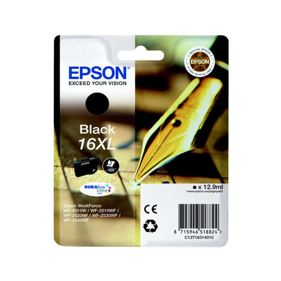 Tinta EPSON Negra Workforce Wf 2010 W | 2510 Wf | 2520 Nf | 2530 Wf | 2540 Wf (alta Capacidad 500 Pág.) T163140