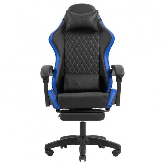 Silla Gaming MARS GAMING Mgc-x Ergonómica con Reposapiés en Cuero Pu Azul/negro