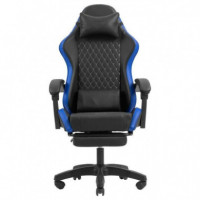 Silla Gaming MARS GAMING Mgc-x Ergonómica con Reposapiés en Cuero Pu Azul/negro