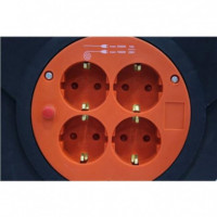 Enrollador de Cable Super Power 25 Metros con 4 Tomas y Protección Térmica 3x1.5mm