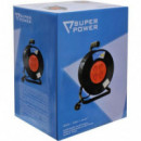 Enrollador de Cable Super Power 25 Metros con 4 Tomas y Protección Térmica 3x1.5mm