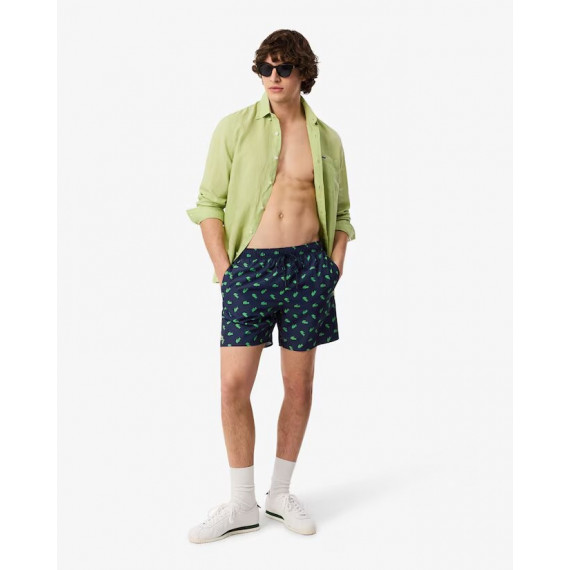 Pantalón corto de baño con estampado de cocodrilos de Lacoste