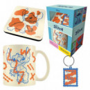 Set de Taza, Posavasos y Llavero Stitch Lazy Daze  PYRAMID