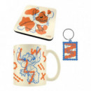 Set de Taza, Posavasos y Llavero Stitch Lazy Daze  PYRAMID