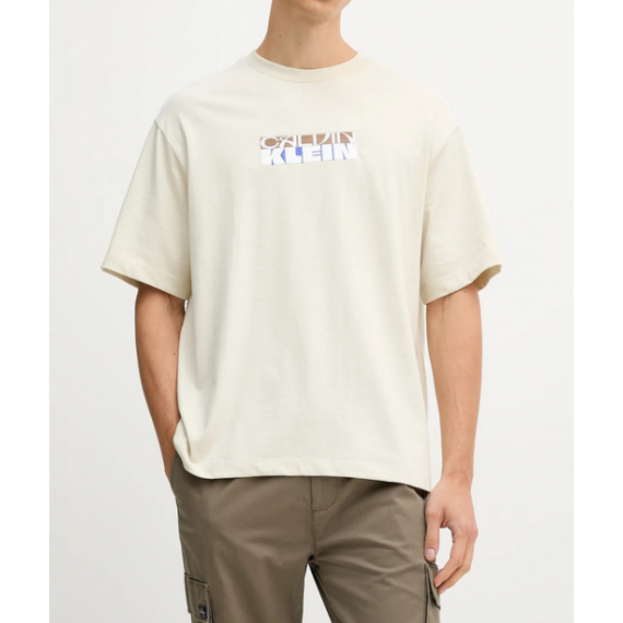 Camiseta CALVIN KLEIN Logo Bordado Crema
