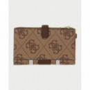 Laurel Ii Slg Dbl Zip Orgnzr Latte Logo/  GUESS