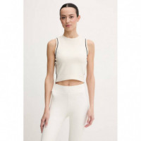 Clara Sleeveless Crop Top Pearl White  GUESS