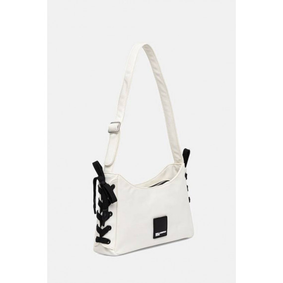 Klj Nylon Lace Up Shoulder Bag White  KARL LAGERFELD
