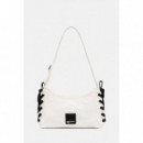 Klj Nylon Lace Up Shoulder Bag White  KARL LAGERFELD