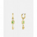 PENDIENTES DORADOS CON CRISTAL VERDE