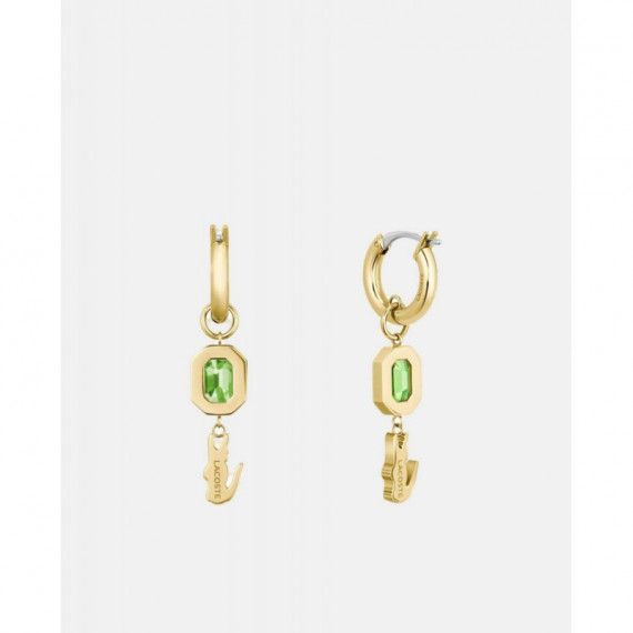 PENDIENTES DORADOS CON CRISTAL VERDE