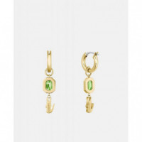 Pendientes Dorados con Cristal Verde  LACOSTE