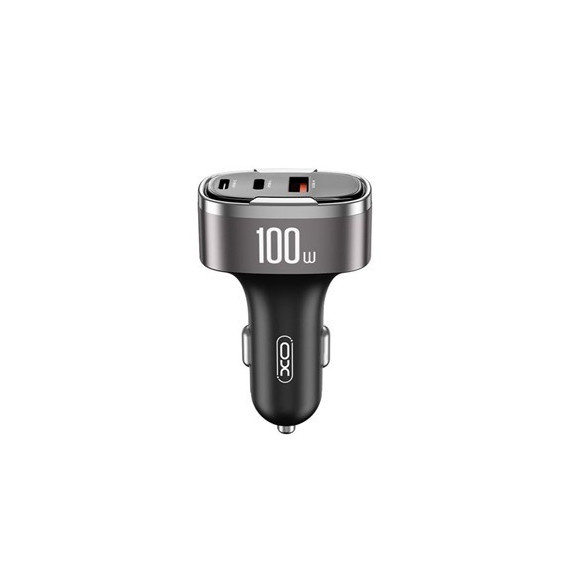 XO Cargador Coche Usb-C 45W + USB-L 25W + USB-A 30W Total 100W Negro XO-CC61