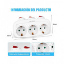 EXTRASTAR Enchufe 3xSchuko Con Interruptor Individual Max.3680W SQ-GZB3K-01/03
