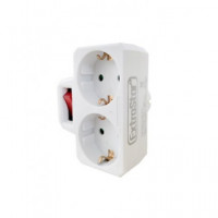 EXTRASTAR Adaptador Enchufe 2XSHUCKO con Interruptor Blanco SQ-GBK-01/02