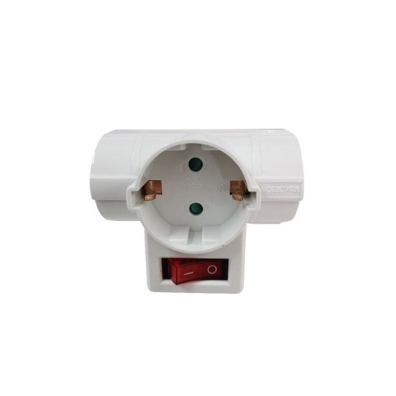 EXTRASTAR Enchufe 3XSCHUKO con Interruptor Blanco SQ-GBK-01/03T