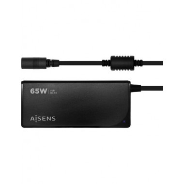 AiSENS Cargador Para Portatil 65W  QC3.0 Con 9 Clavijas Usb-A ASCL-65WAUTO-BK