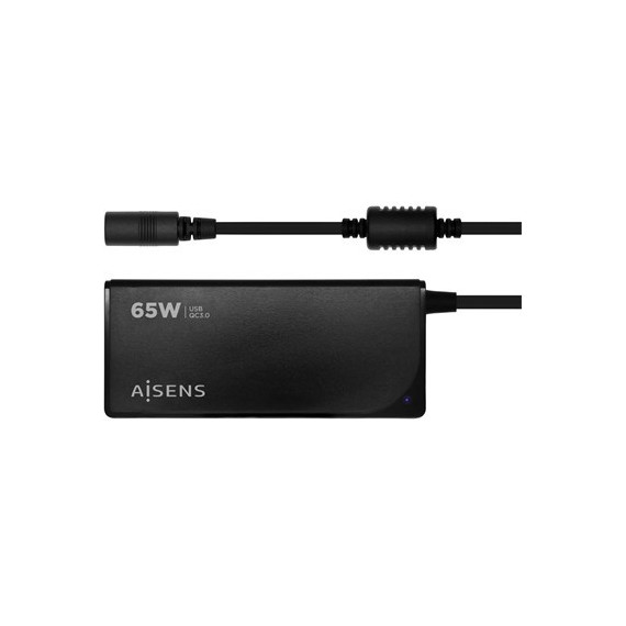 AiSENS Cargador Para Portatil 65W  QC3.0 Con 9 Clavijas Usb-A ASCL-65WAUTO-BK