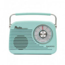 SANYO Radio Portatil  BLUETOOTH Vintage Am/am/sw KS137A Azul Blanca USB Micro Sd