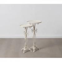SET 2 MESAS AUXILIARES 610177 METAL CREMA ENVEJECIDO