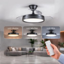 Ventilador de Techo Plata con Luz Led-aspas Retractiles 42" LARRYHOUSE 30W
