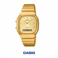 Reloj CASIO AQ-240EG-9A Analógico-digital Unisex Dorado Retro, Cronómetro, Alarma