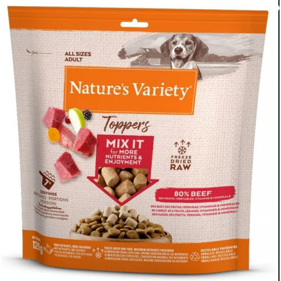 Natures Variety Perro Snack Toppers Ternera 120 Gr  NATURE'S VARIETY