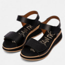 Oh My Sandals Sandalia en piel con suave grabado 5942-NEGRO