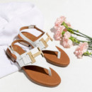 Oh My Sandals Sandalia con tacón bajo en piel 5860-HIELO