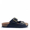 Nature Feet Sandalias Negras 7206-NEGRO HEBILLA BRONCE