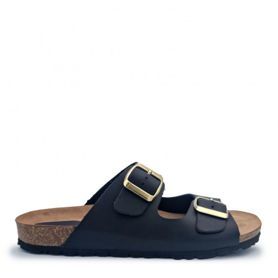Nature Feet Sandalias Negras 7206-NEGRO HEBILLA BRONCE