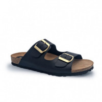 Nature Feet Sandalias Negras 7206-NEGRO HEBILLA BRONCE