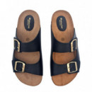 Nature Feet Sandalias Negras 7206-NEGRO HEBILLA BRONCE