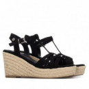 Xti Sandalia de cuña negra 145331-NEGRO