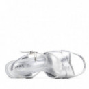 Xti Sandalia de cuña plata 145344-PLATA