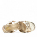 Xti Sandalia de cuña oro 145344-ORO