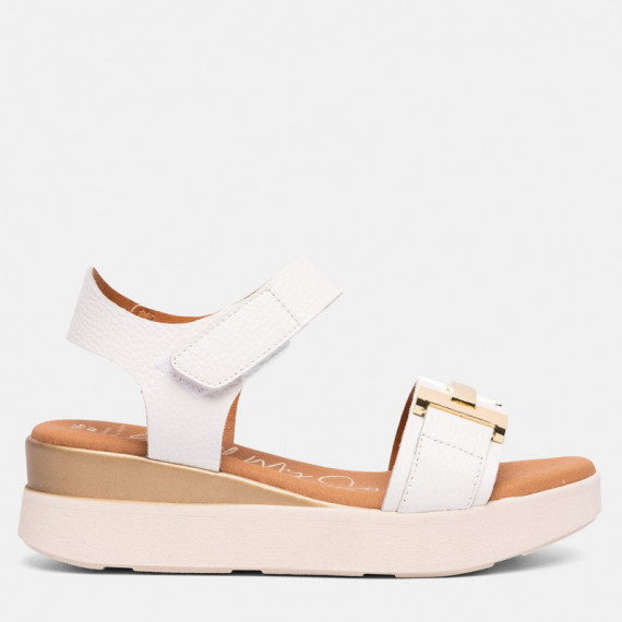 Oh My Sandals Sandalia en piel con suave grabado 5962-BLANCO