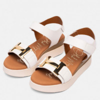 Oh My Sandals Sandalia en piel con suave grabado 5962-BLANCO