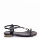 Oh My Sandals Sandalia con tacón bajo en piel 5863-NEGRO